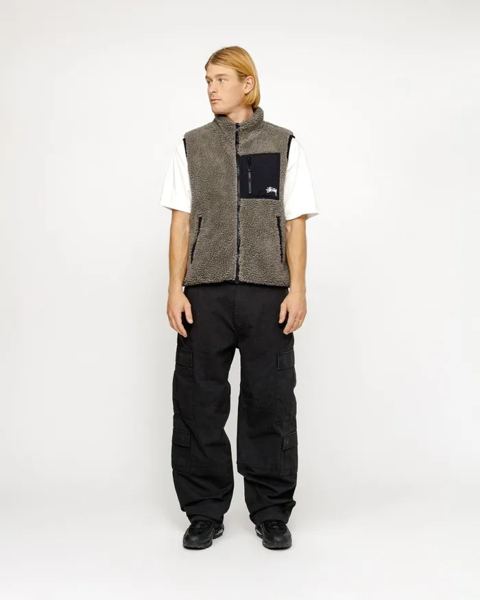 Stussy Outerwear SHERPA REVERSIBLE VEST Stone 8211 MenWomen