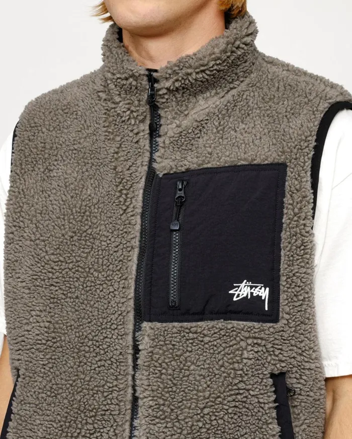 Stussy Outerwear SHERPA REVERSIBLE VEST Stone 8211 MenWomen