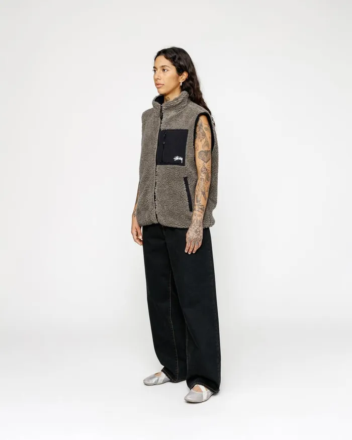 Stussy Outerwear SHERPA REVERSIBLE VEST Stone 8211 MenWomen