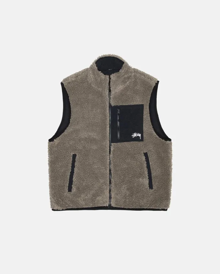 Stussy Outerwear SHERPA REVERSIBLE VEST Stone 8211 MenWomen