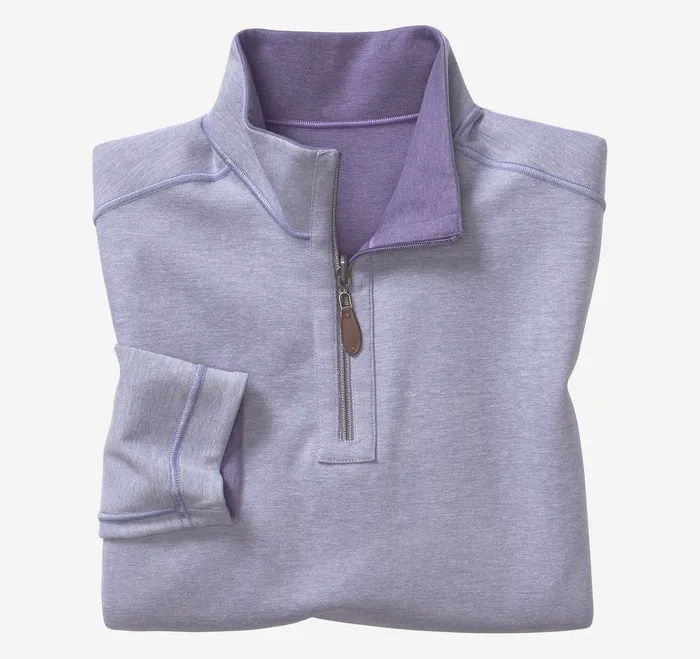 Sweaters and Knits Reversible Solid QuarterZip PurpleLight Blue 8211 Johnston and Murphy Men