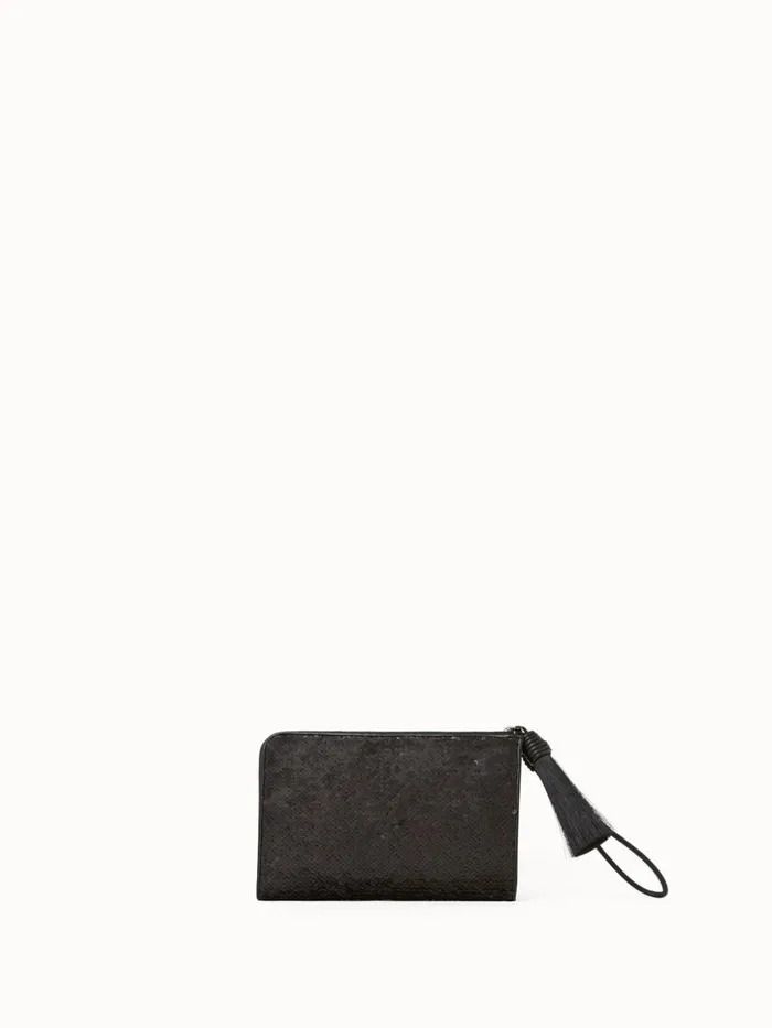 Tassel Pouch In Reversible Sequins Black Women Akris Mini Bags