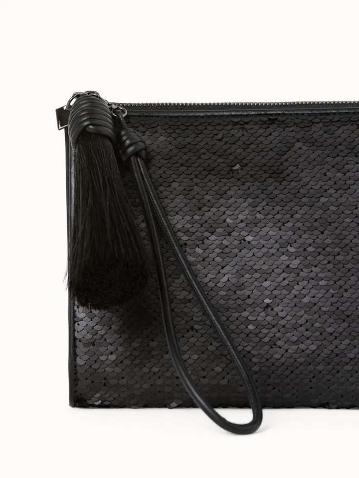 Tassel Pouch In Reversible Sequins Black Women Akris Mini Bags