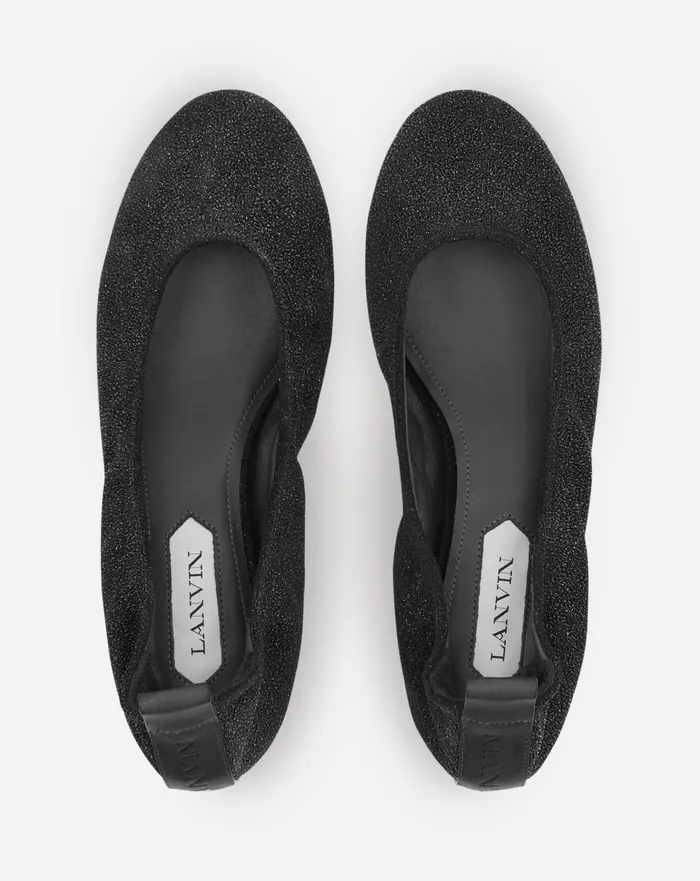 The Glittery Suede Ballerina Flat Black Women Lanvin Ballerinas The Glittery Suede Ballerina Flat Black Women Lanvin Ballerinas