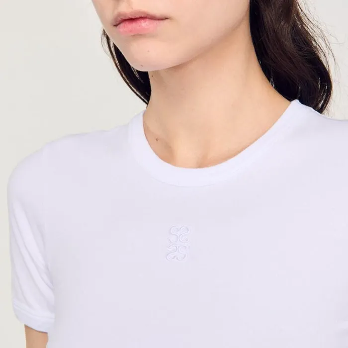 Tops and Shirts Women SANDRO Cropped Tshirt White