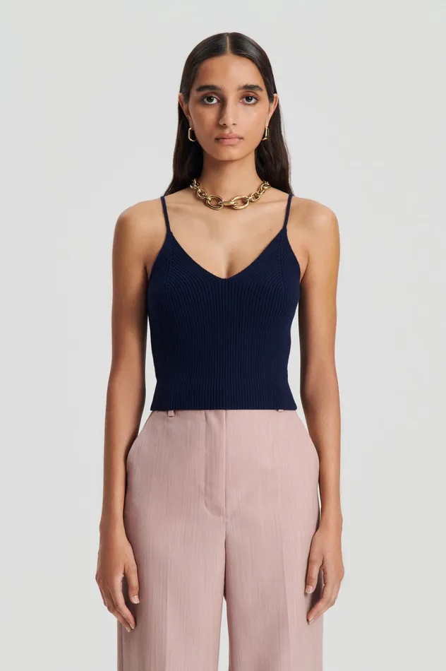 Tops CASHMERE CAMISOLE NAVY X Scanlan Theodore Women Tops CASHMERE CAMISOLE NAVY X Scanlan Theodore Women