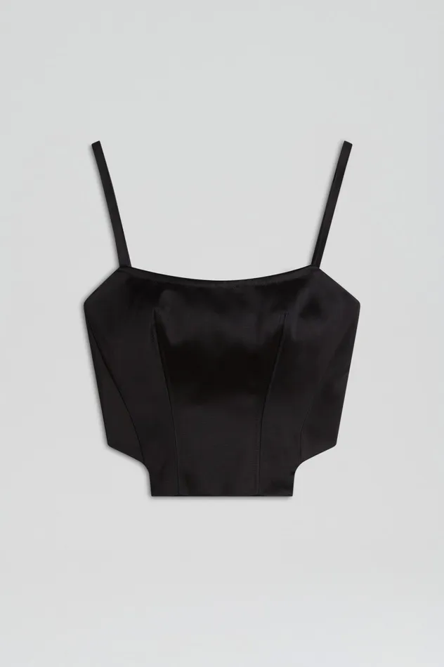 Tops Scanlan Theodore Women SATIN BUSTIER BLACK Tops Scanlan Theodore Women SATIN BUSTIER BLACK