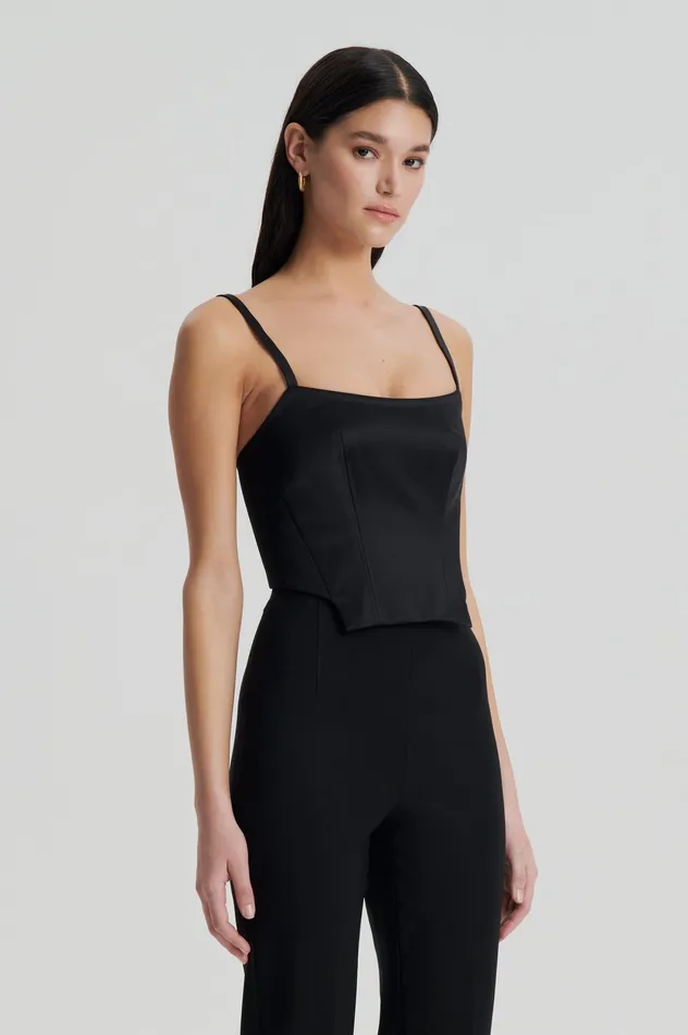 Tops Scanlan Theodore Women SATIN BUSTIER BLACK Tops Scanlan Theodore Women SATIN BUSTIER BLACK