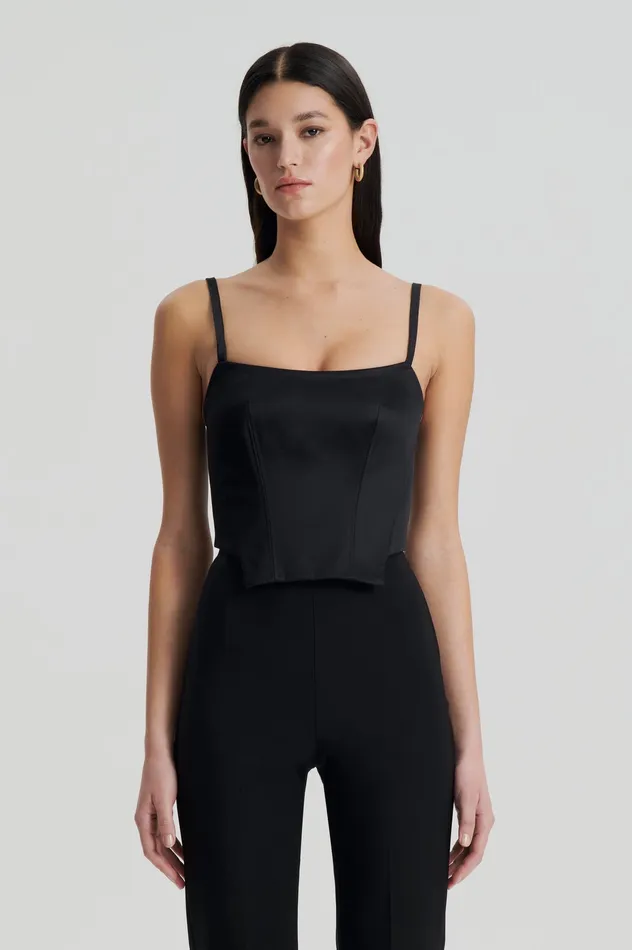 Tops Scanlan Theodore Women SATIN BUSTIER BLACK Tops Scanlan Theodore Women SATIN BUSTIER BLACK