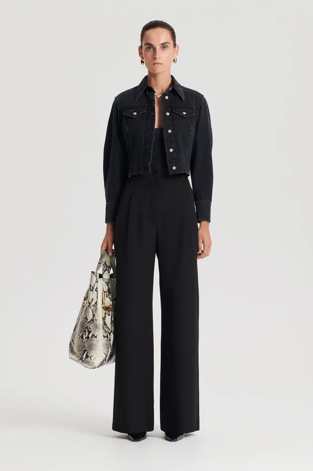 Trousers Scanlan Theodore Women PLEAT DRAPE LEG TROUSER BLACK