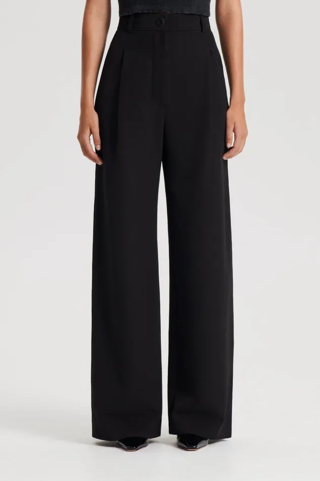 Trousers Scanlan Theodore Women PLEAT DRAPE LEG TROUSER BLACK Trousers Scanlan Theodore Women PLEAT DRAPE LEG TROUSER BLACK
