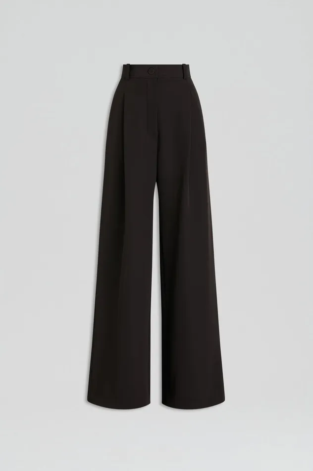 Trousers Scanlan Theodore Women PLEAT DRAPE LEG TROUSER BLACK Trousers Scanlan Theodore Women PLEAT DRAPE LEG TROUSER BLACK