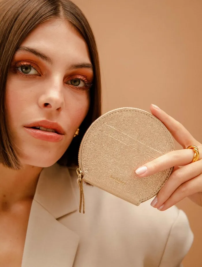Vrone Iridescent Champagne Women Bobbies Small Leather Goods Vrone Iridescent Champagne Women Bobbies Small Leather Goods