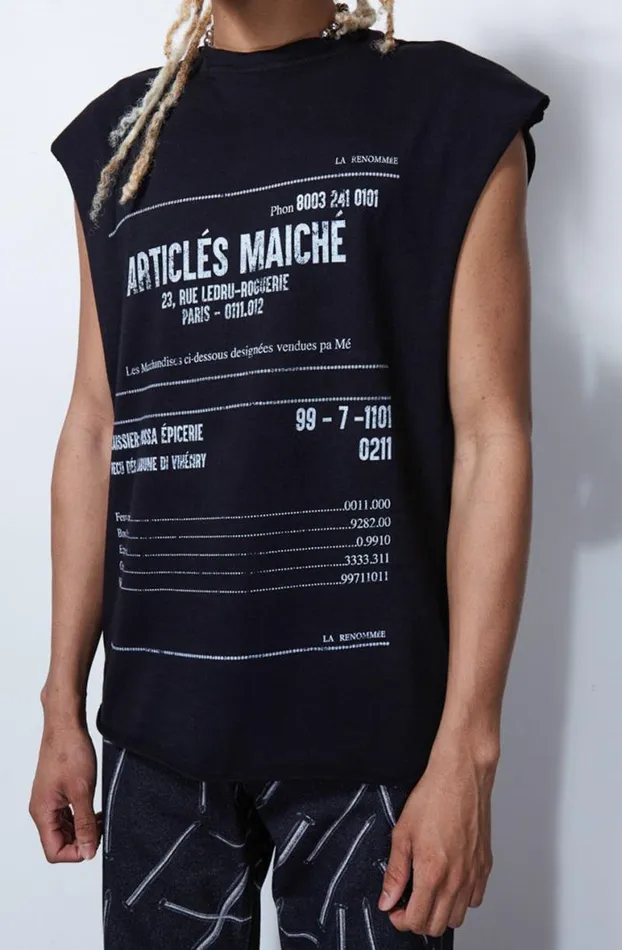 Vests Men Jaded London Black Receipt Print Vest