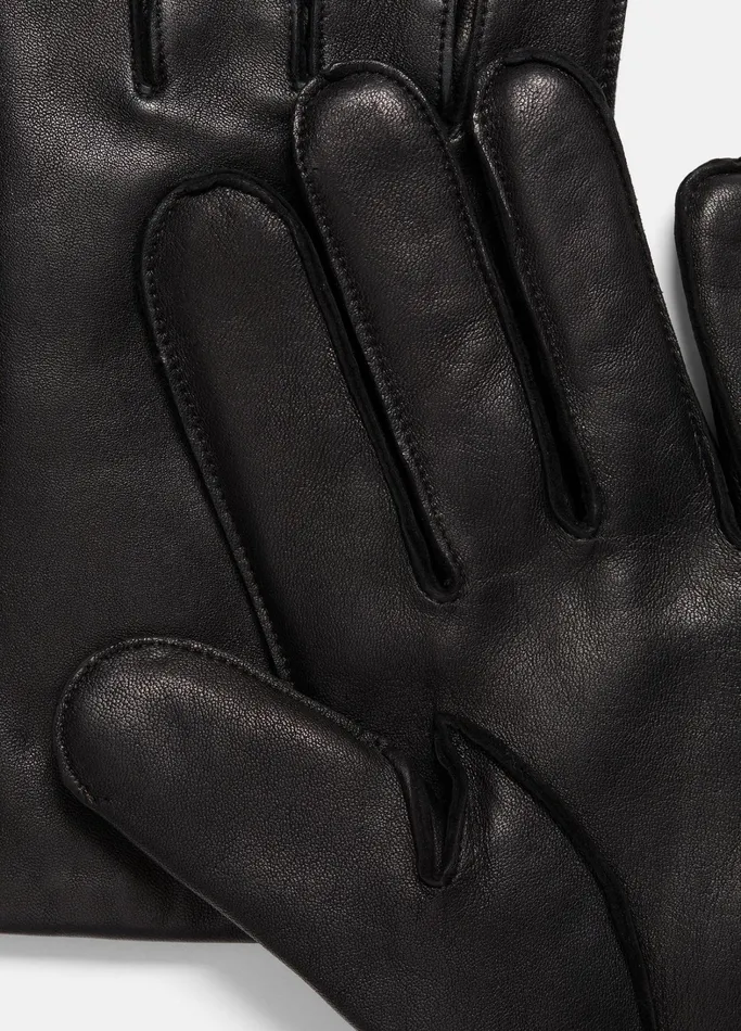 Vince Scarves Hats and Gloves Men Classic CashmereLined Leather Glove Black Camelleto