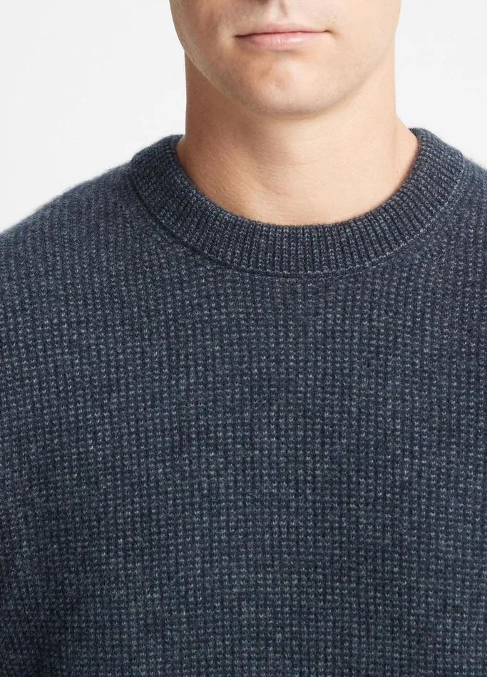 Vince Sweaters Men Plush Cashmere Thermal Sweater Coastal Blue Combo