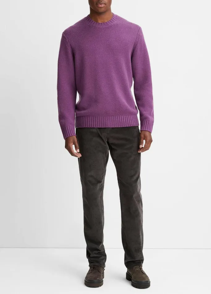 Vince Sweaters Men WoolCashmere Relaxed Crew Neck Sweater Purple Stone