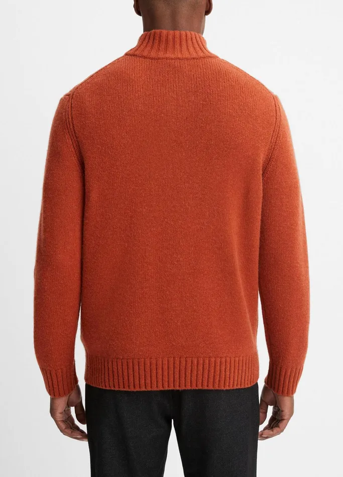 Vince Sweaters Men WoolCashmere Relaxed QuarterZip Sweater Rust Amber