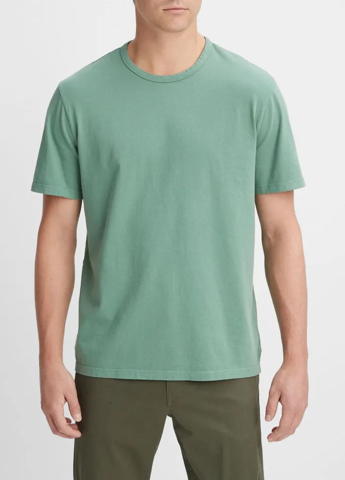 Vince TShirts and Polos Men Garment Dye ShortSleeve Crew Neck TShirt Washed Mineral Green