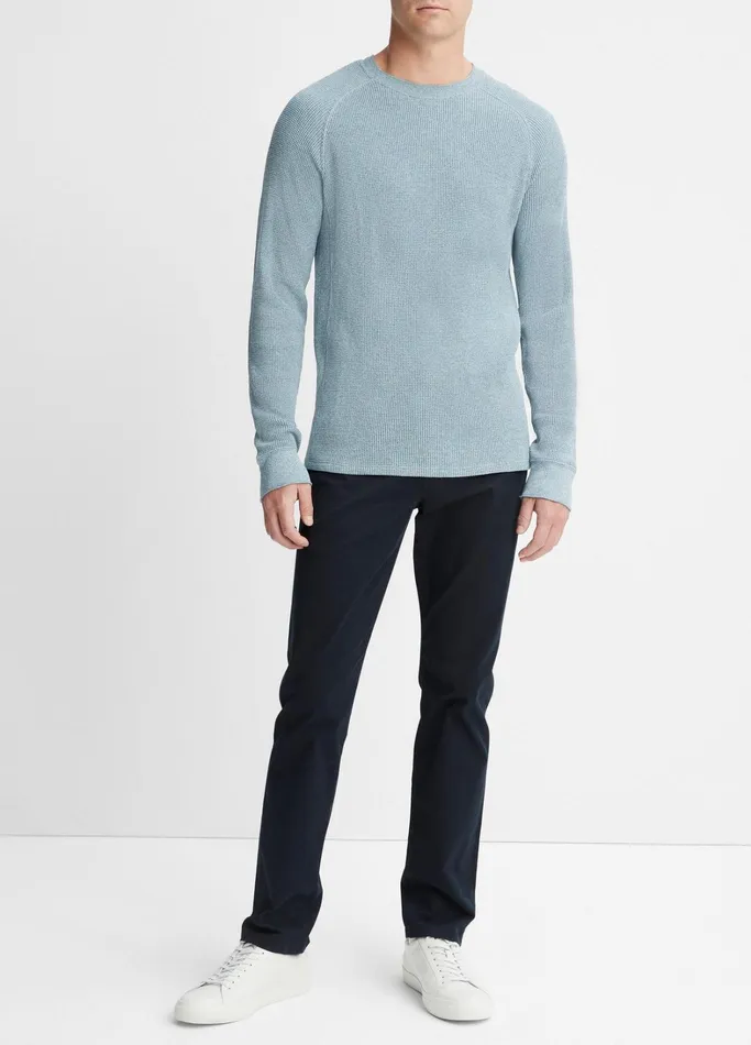 Vince TShirts and Polos Men Moulin Pima Cotton Thermal Crew Neck Pullover High Seaoff White