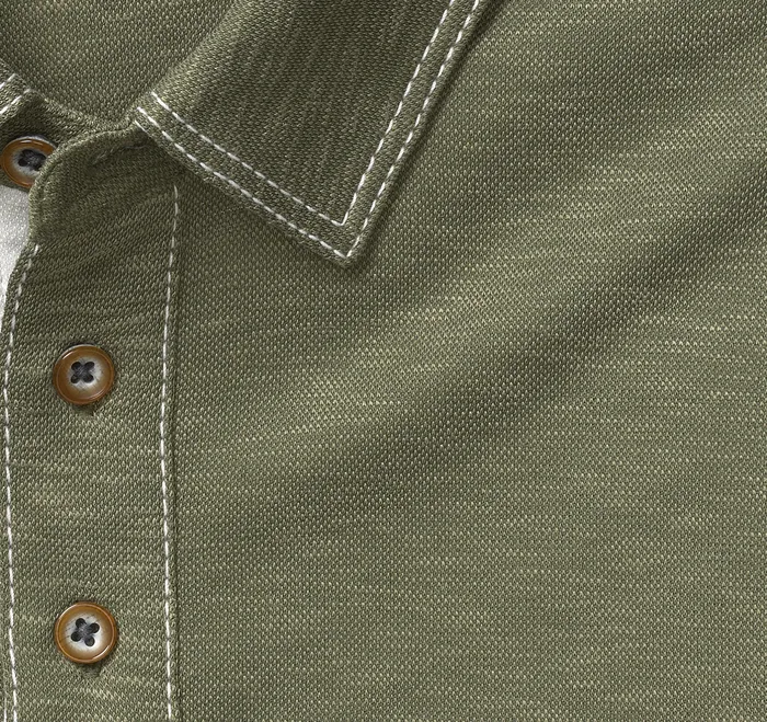 Vintage Slub Polo Olive Polos and Tees Johnston and Murphy Men