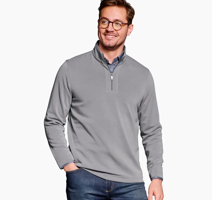 Vintage Washed QuarterZip Grey Sweaters and Knits Johnston and Murphy Men