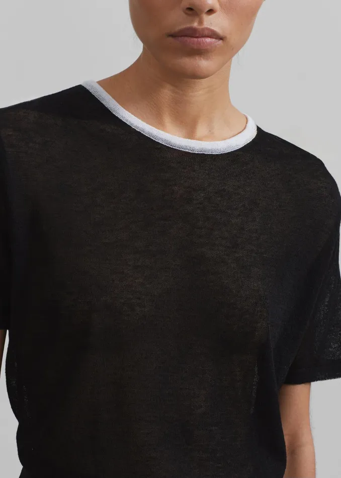 Women Aimee Sheer Cropped TShirt 8211 Black The Frankie Shop Tops