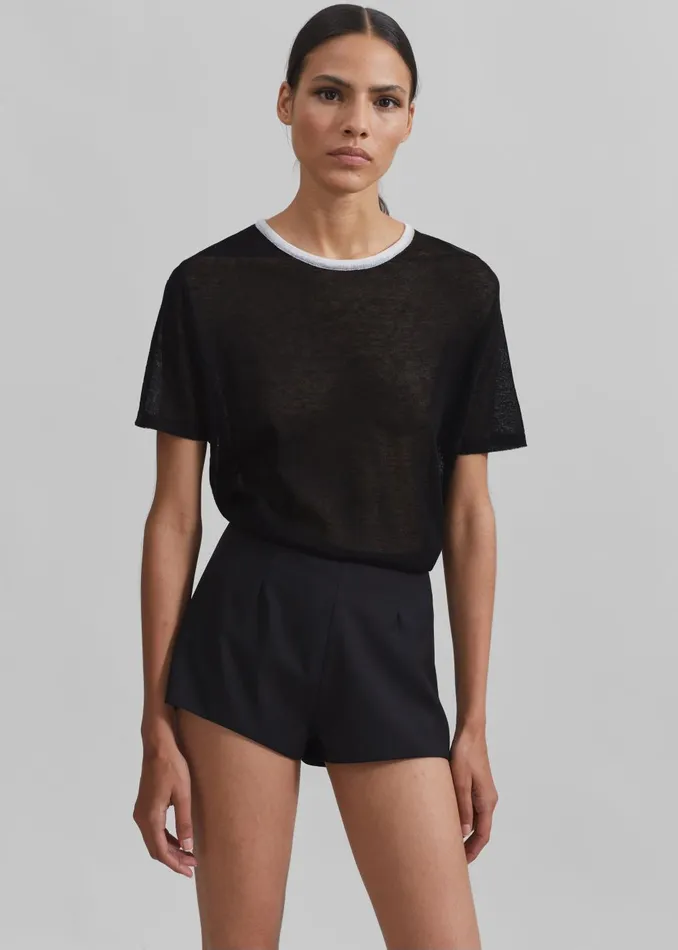 Women Aimee Sheer Cropped TShirt 8211 Black The Frankie Shop Tops