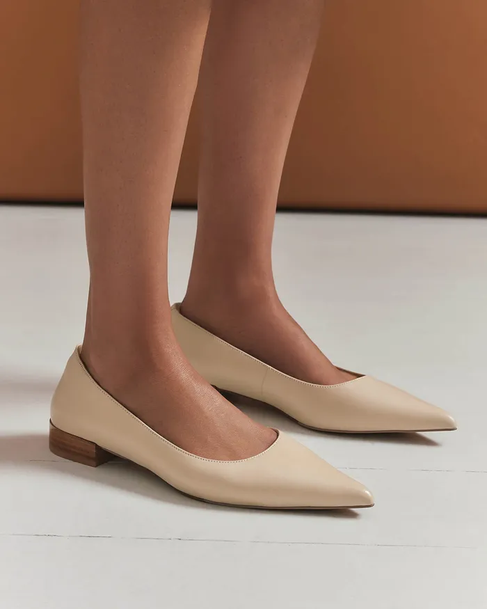 Women Anita dress flat sand leather BALLET jomercer Women Anita dress flat sand leather BALLET jomercer