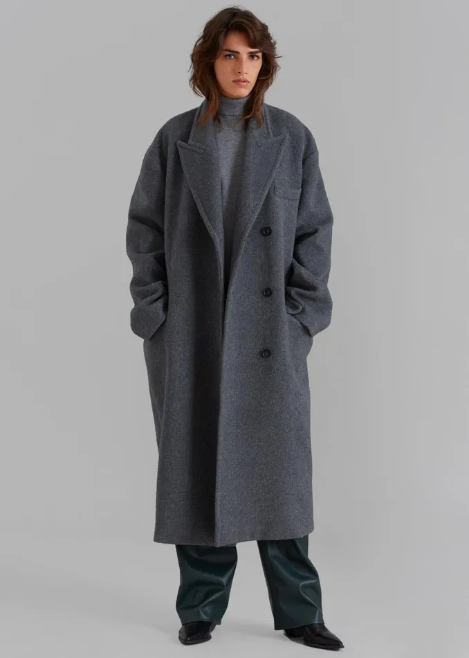 Women Anya Oversized Coat 8211 Charcoal The Frankie Shop Outerwear