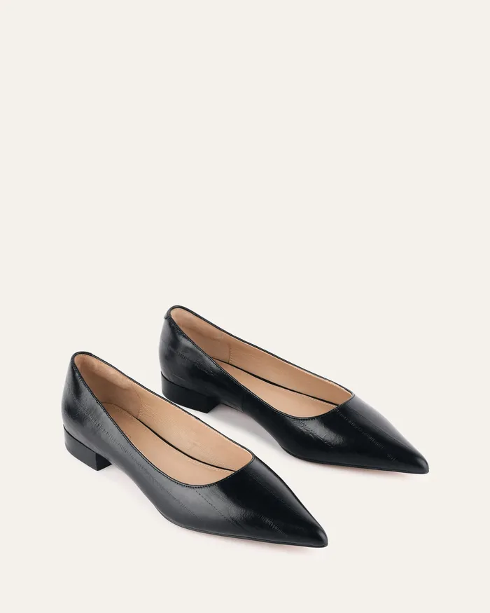 Women BALLET jomercer Anita dress flat black lizard leather Women BALLET jomercer Anita dress flat black lizard leather