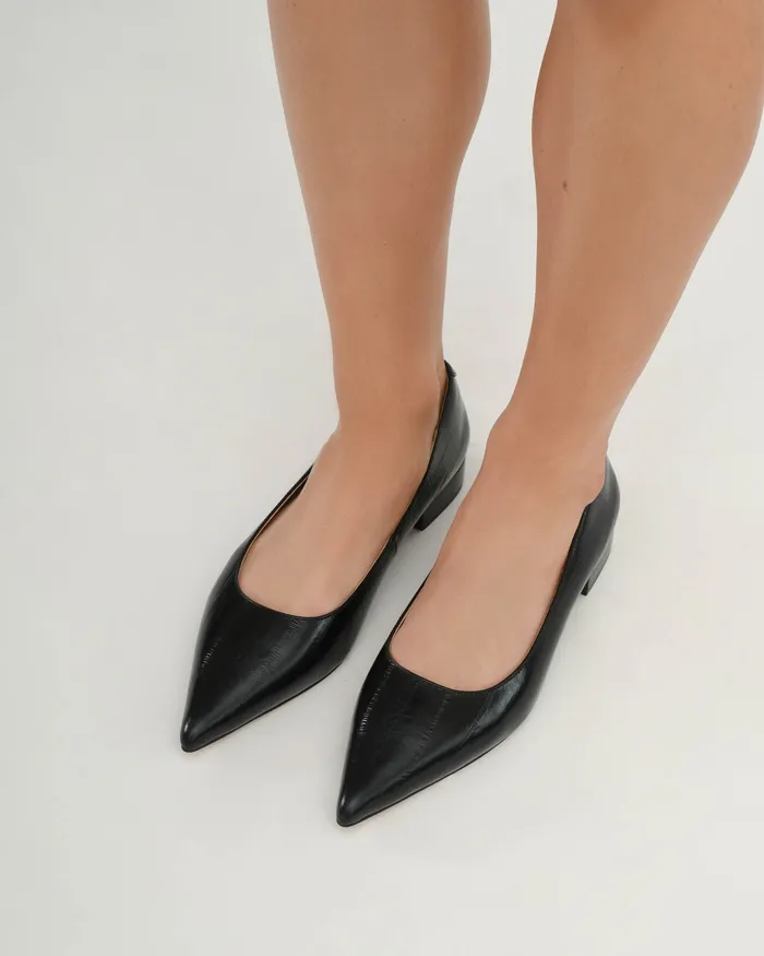 Women BALLET jomercer Anita dress flat black lizard leather Women BALLET jomercer Anita dress flat black lizard leather