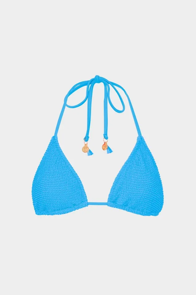 Women Bikinis Milly Lori Textured Triangle Bikini Top Blue