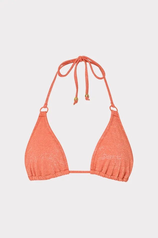 Women Bikinis Milly Metallic Ring Triangle Bikini Top Orangesilver