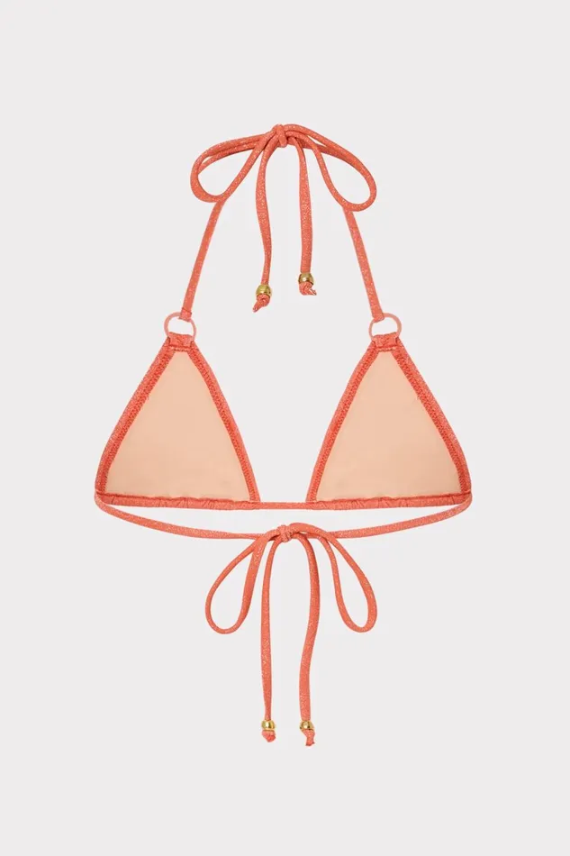 Women Bikinis Milly Metallic Ring Triangle Bikini Top Orangesilver Women Bikinis Milly Metallic Ring Triangle Bikini Top Orangesilver