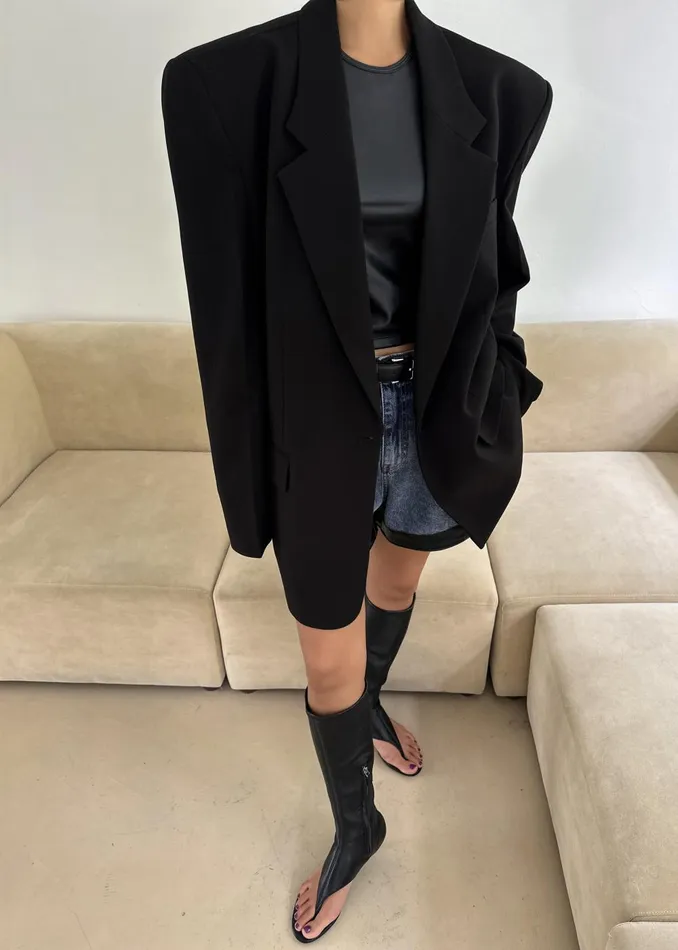 Women Billie Oversized Blazer 8211 Black The Frankie Shop Outerwear