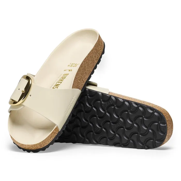 Women Birkenstock OneStrap Madrid Big Buckle High Shine Ecru