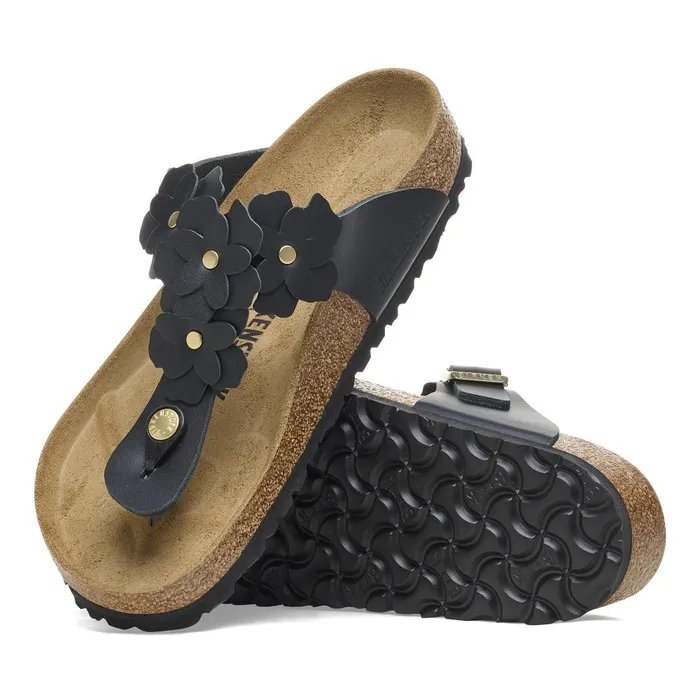 Women Birkenstock Thong Gizeh Flower Black