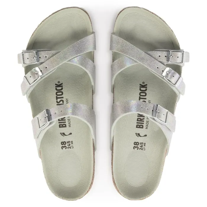 Women Birkenstock TwoStrap Franca Vegan Iridescent Matcha
