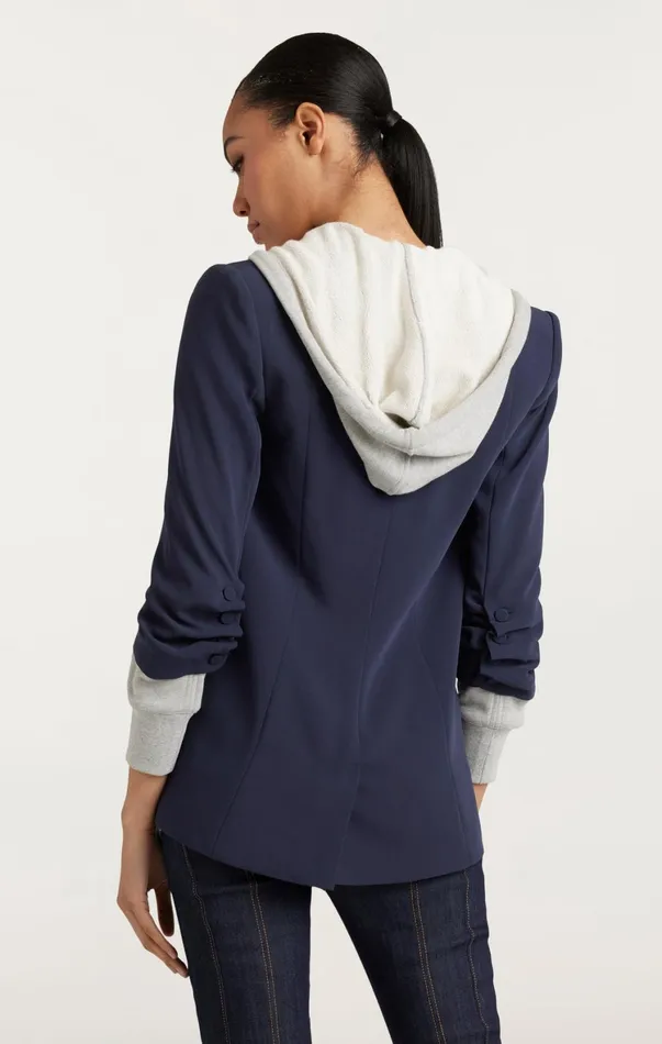 Women Blazers Cinq Sept Hooded Khloe Jacket Navyheather Grey