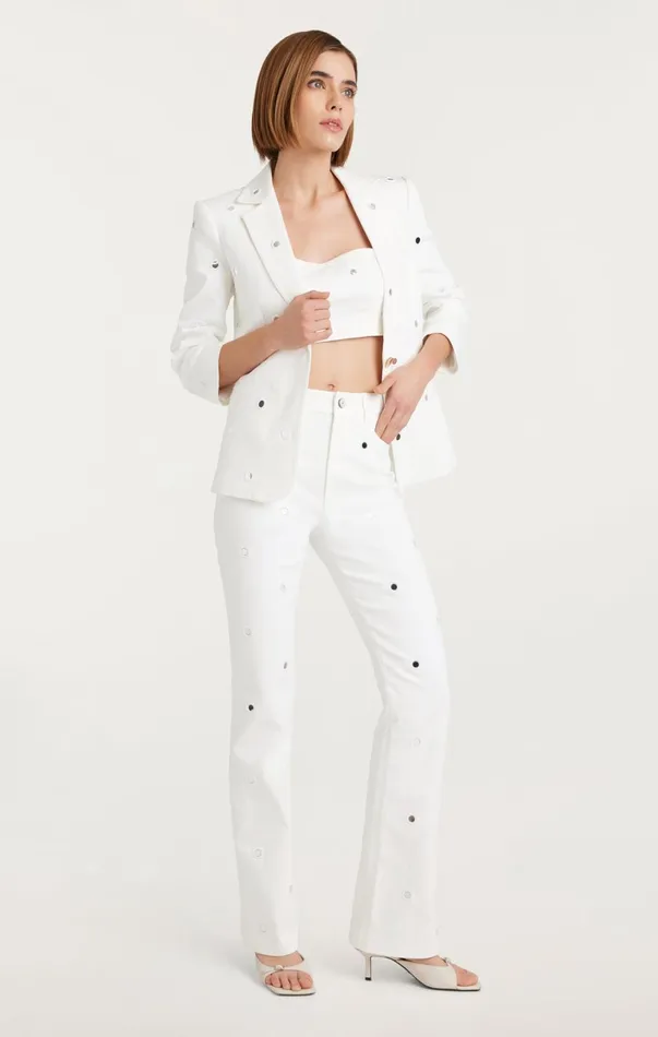 Women Blazers Cinq Sept Mirror Denim Khloe Blazer White