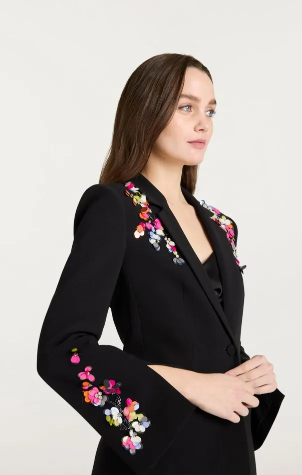 Women Blazers Cinq Sept Paillette Vines Cheyenne Blazer Blackmulti