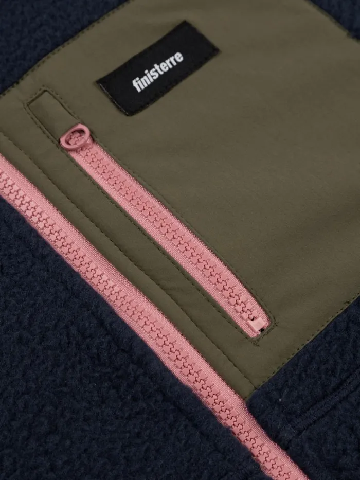 Women Bolster Fleece Gilet Navyolive Finisterre Fleece