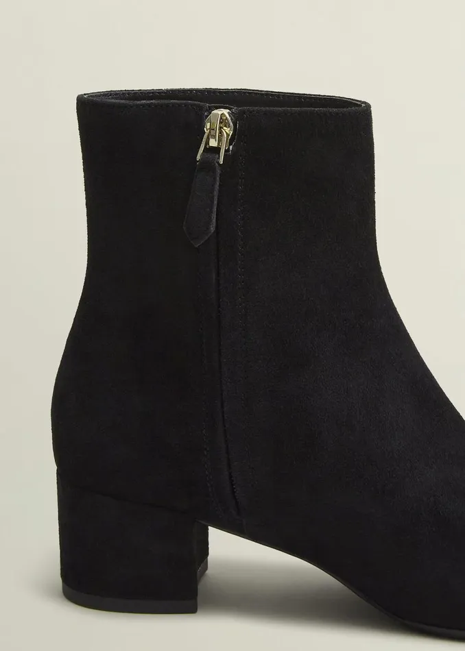 Women Boots Hobbs Evelyn Suede Ankle Boots Black