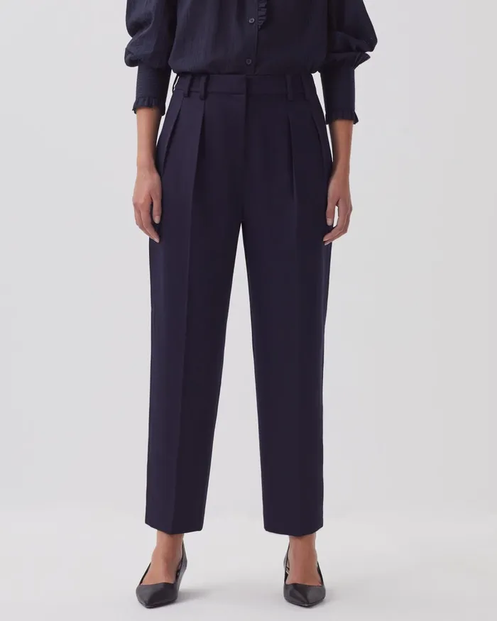Women Camille 8211 Pleated Trousers Night Sky Comptoir Des Cotonniers Trousers Women Camille 8211 Pleated Trousers Night Sky Comptoir Des Cotonniers Trousers