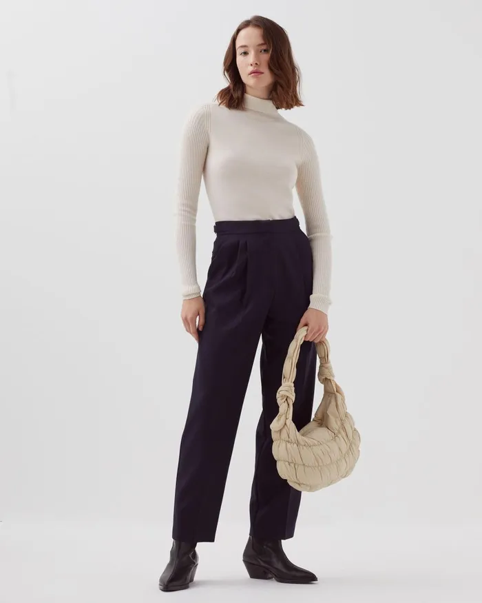 Women Camille 8211 Pleated Wool Trousers Night Sky Comptoir Des Cotonniers Trousers
