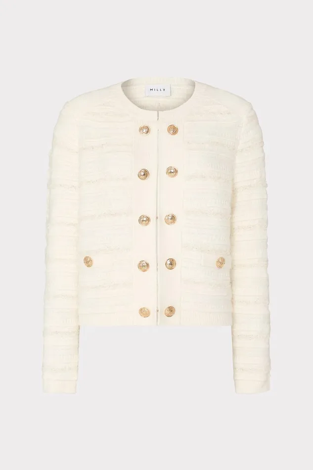 Women Cardigans Milly Textured Knit Cardigan Ecru
