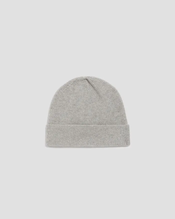 Women Cashmere Beanie Ashen Gray Lurex Comptoir Des Cotonniers