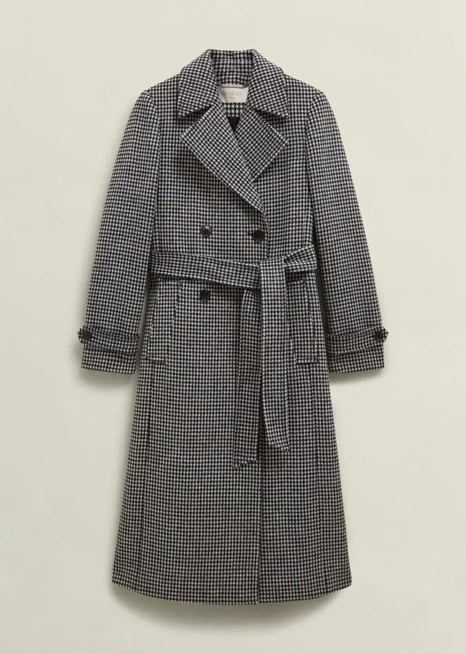 Women Coats and Jackets Hobbs Bromley Coat With Wool Black Multi