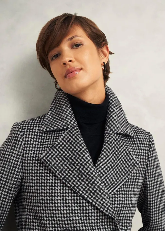 Women Coats and Jackets Hobbs Bromley Coat With Wool Black Multi